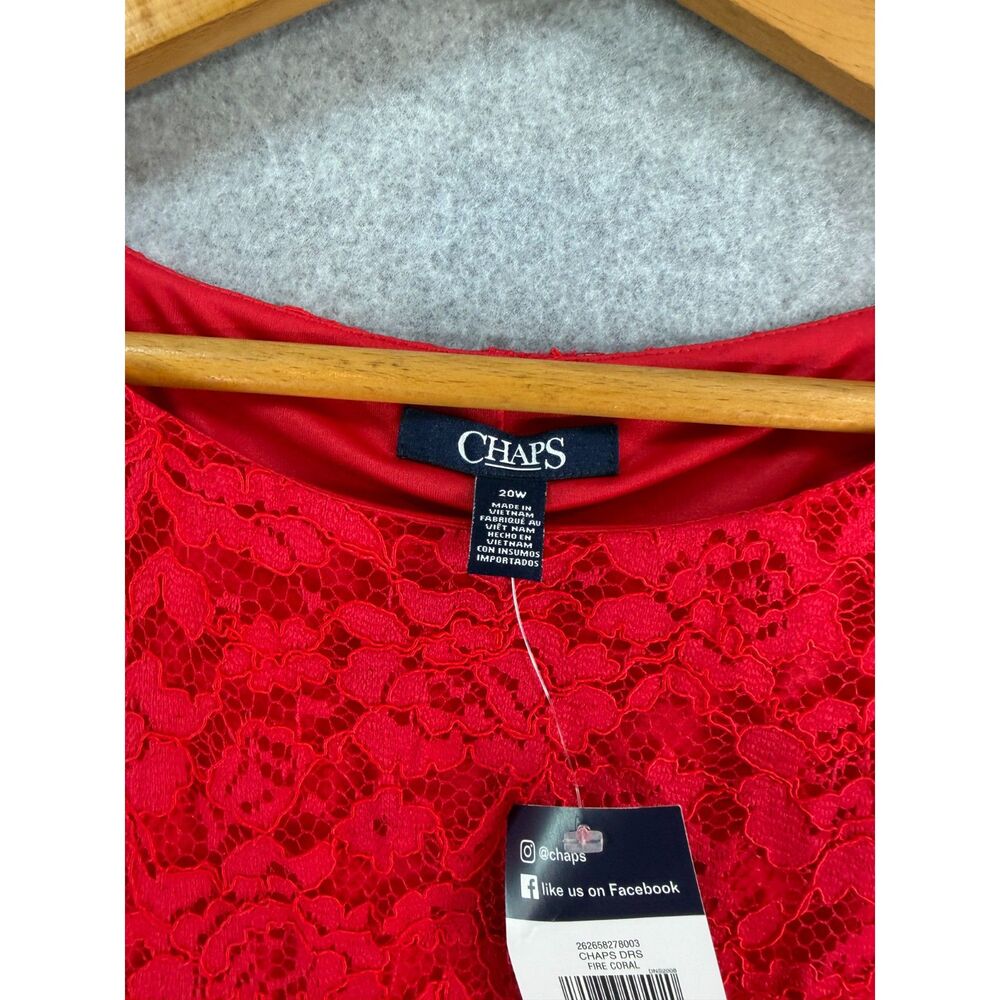 Chaps Women’s 20W Plus Size Red Floral Lace Sleeveless Dress NWT 3432 - Picture 2 of 5